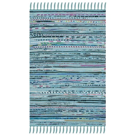 Safavieh Rag Rug Hand Woven Rectangle Rug- Turquoise - Multi- 8 X 10 Ft. RAR125C-8